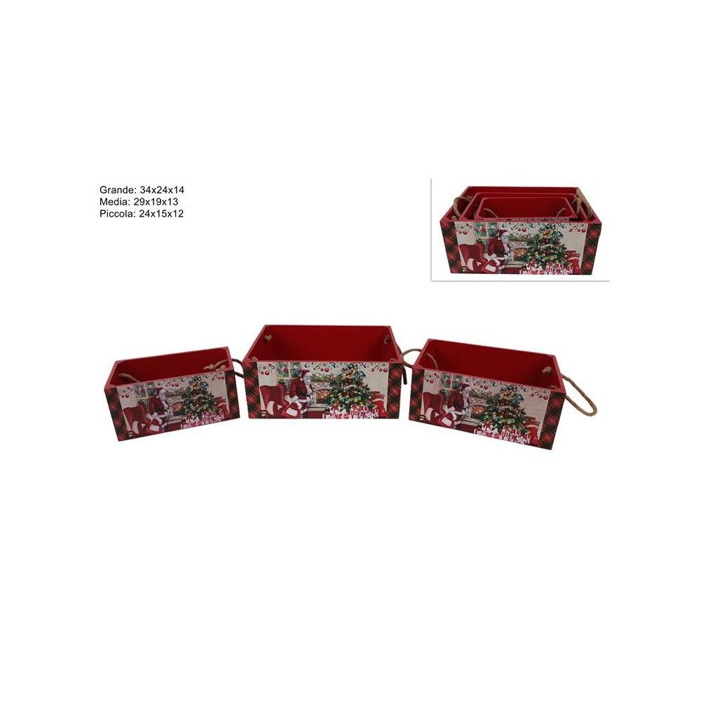 CASSETTE LEGNO ST 3PZ BABBO NATALE